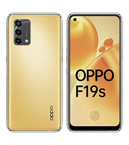 Image of Soft Flexible Silicone Back Cover Compatible with (Oppo F19s, Transparent Case + Screen Guard)