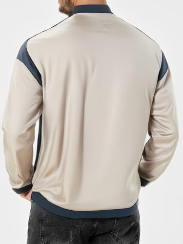 Mens Color Block Sweatshirt Long Sleeve Crewneck Casual Patchwork Pullover Shirt Spring Fall Tops2