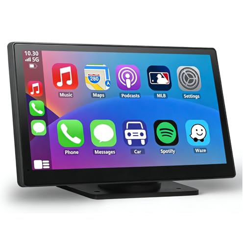 7 HD Portable Wireless Carplay Screen for Car Touch Double Din Car Stereo with Apple Car Play & Android Auto GPS Voice Control Mirror Link Bluetooth Hands-Free Multimedia Player for Vehicles