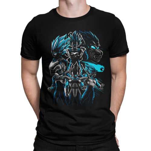 Camisetas La Colmena 4262-Vegeta Collage Majin Ozaru (albertocubatas) (M, Negro)