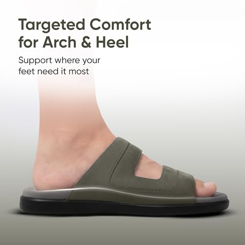 Image of Frido Comfort Dual Strap Sandals for Men with Bounce Back Cushioned Footbed, Zero Drop Sole for Arch Support Pain Relief, Lightweight Anti-Skid, Adjustable Velcro Casual Sandals