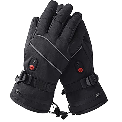 Touch Screen Heating Gloves Outdoor Cycling Ski Heating Gloves Electric Heating Mountaineering Fleece Gloves,Black,One Size