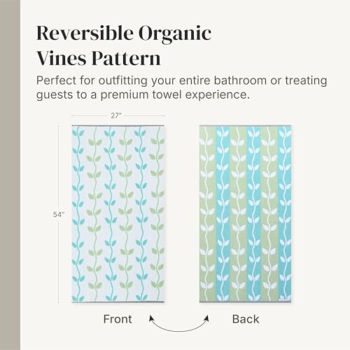 Image of Modern Threads 6 Piece Bath Towel Set - Bathroom Set with 2 Bath Towels, 2 Hand Towels, and 2 Wash Cloths - 100% Cotton, Super Absorbent & Extra Soft - Reversible Natural Vine (Sage Green)