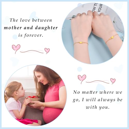 2/3 Pcs Mother Daughter Bracelets Silvery Golden Gifts for Mommy and Me Matching Heart Bracelets Mothers Day Birthday Christmas2