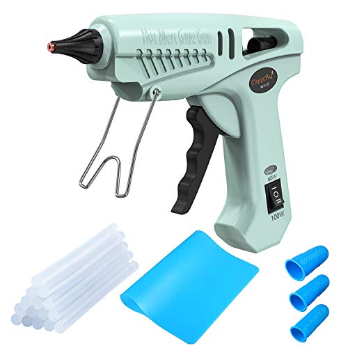Magicfly Pistola de Silicona Caliente con 15 psc Barras de Pegamento, Kit de Pistolas de Encolar para DIY Arte,Empaques Y Reparaciones, 60W/100W, Verde