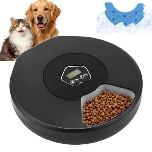Futterautomat Katze Nassfutter,Mit Programmierbarem Timer Und Kuehlung,Kabelloses Design,5 Mahlzeiten,Bis Zu Je 330g,Nassfutterautomat Für Katzen Und...