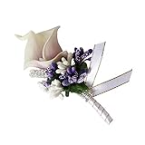  P Prettyia Eleganter Gästeanstecker Hochzeitsanstecker Boutonniere Brosche mit Calla Lilie und Beere Deko für Hochzeit Verlobung Bankett usw. - Helles Lila