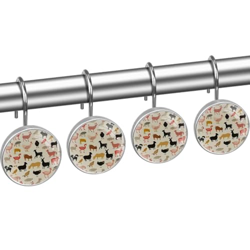 Crochets de rideau de douche acier inoxydable et cristal ronds colorés