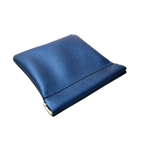 Faux Leather Jewelry Travel Bag Jewelry Pouch for Trinket Squeeze Coin Purse Pouch Change Holder For Men & Women (Black) (Dark Blue 2PCS)