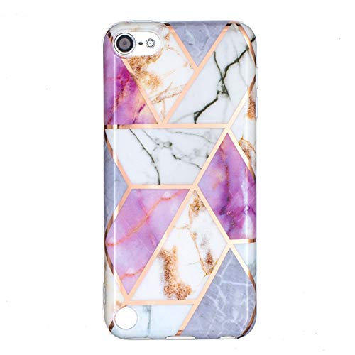 Case for iPod Touch 7 Case,iPod Touch 6 Case,iPod Touch 5,Alkax Marble Cute Design Slim Anti-Scratch Soft TPU Bumper Protective Case for iPod Touch 7th / 6th / 5th Generation &Stylus -Purple White