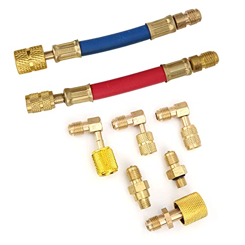 8 Piezas de Adaptador de Aire Acondicionado R134A R12, Juego de Convertidores de Conectores Hvac para Aire Acondicionado de Automóvil, Adaptador Macho/Hembra, Herramienta de Refrigeración (Ct-138)