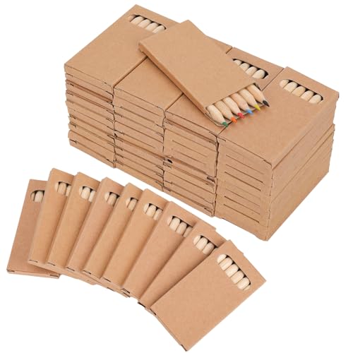 Crayons de couleur anti-casse pour enfants : lot 50 mini boîtes pré-aiguisées