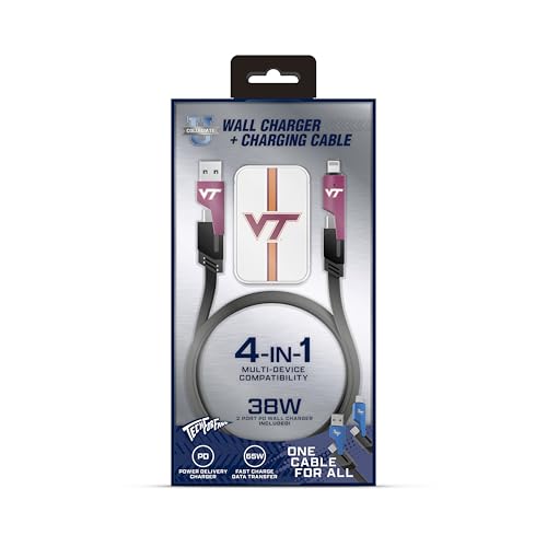 SOAR Collegiate Slim Wall Charger and 4 in 1 Multi Charging Cable, Virginia Tech Hokies — view 2