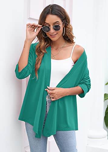 Image of Heymoments Women's Lightweight Open Front Cardigans 3 /4 Sleeve Casual Soft Drape Fall Cardigan S-2XL
