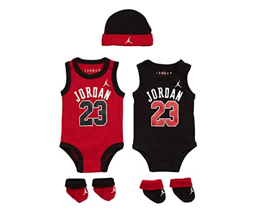 Image of Jordan Baby Boy's Jersey Tank Bodysuit Five-Piece (Infant/Toddler/Little Kids) Gym Red 0-6 Months