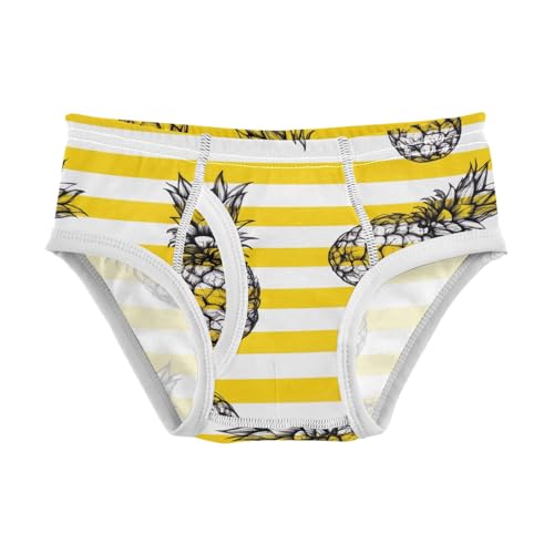 CHIFIGNO Black Pineapples Yellow Stripe Boys' Underwear Cotton Boys Briefs Breathable Printed Underwear Briefs