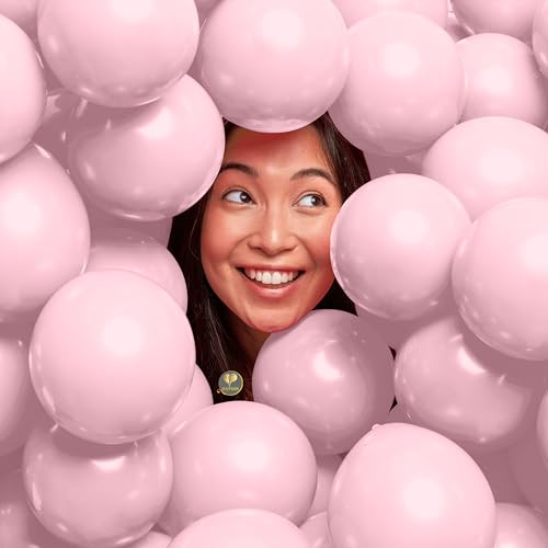Image of AFTERLOON Biodegradable Natural Rubber Latex Mini Balloons 50 pcs Pastel Pink 5 Inch, Plastic-Free Alternative Matte Color Durable Thickened Extra Strong Helium Float, Garland Wedding Decor