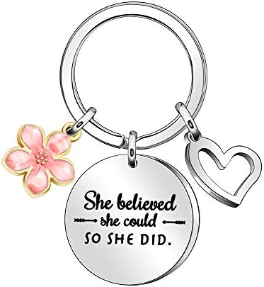 Maxforever Inspirational Quote Keychain Keyring Gifts Women Girl's Key Ring Chain Gift for Daughter, Niece, Sister, Best Friends, Silver, Large