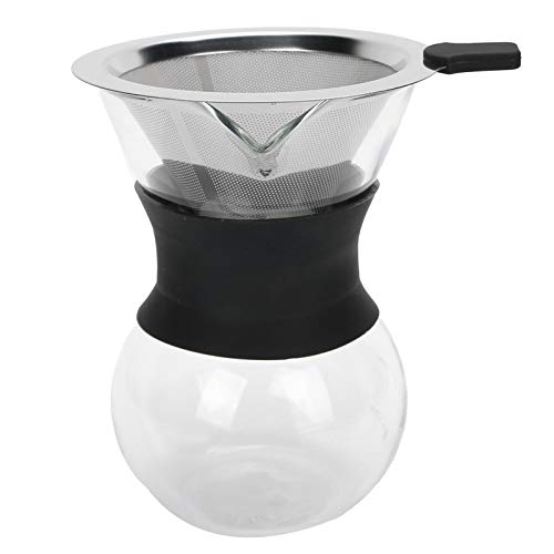 Pour over Coffee Maker, Reusable Stainless Steel Permanent Filter, Glass Coffee Pot, Manual Coffee Dripper Coffee Accessory(200ML)
