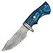 Blue Handle Wooden Handmade Damascus Steel Hunting Knife, Hand Forged Camping Knife, Gift For Him Bl-096