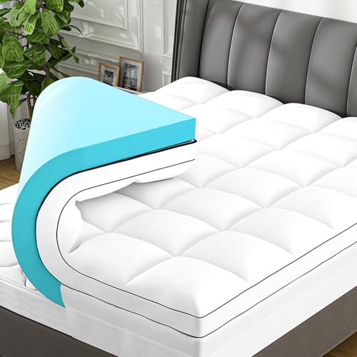 4 Inch Queen Mattress Topper Dual Layer, 2 Inch Gel