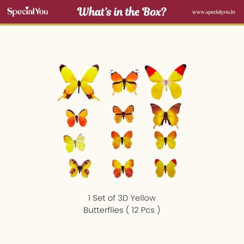 Image of SpecialYou Butterfly Wall Stickers, Home Decor, Wall Decor Items for Living Room, Room Decoration Items, Butterfly Theme Birthday Decorations, Stickers for Wall - 12pcs (12, Orange)