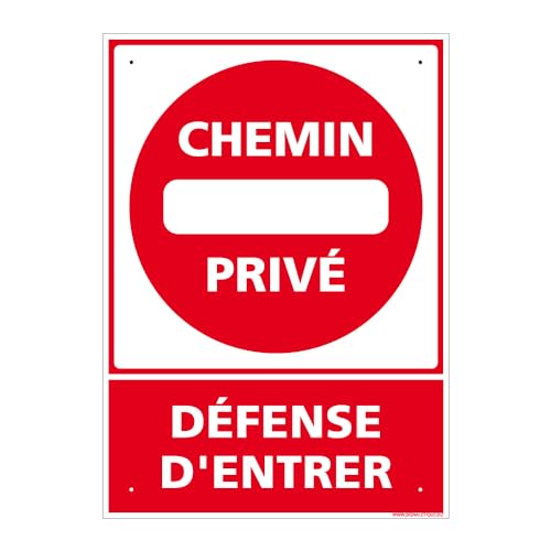 Panneau Chemin Privé, Défense D'Entrer Alu 2 Mm - 300 X 420 Mm Signalisation Rectangulaire Prépercée Avec Kit De Fixation Fabrication Française