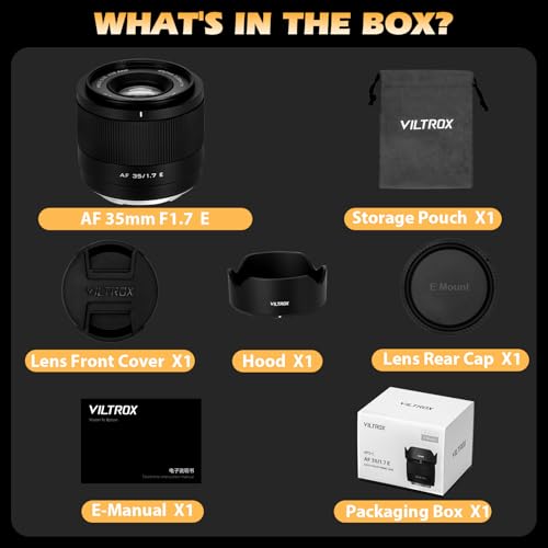 VILTROX 35mm F1.7 APS-C Prime Lens for Sony E-Mount Cameras - Fast STM Auto Focus, Large Aperture, Compatible with A7C, A7IV, A9, A6700, ZV-E10, FX30 & More