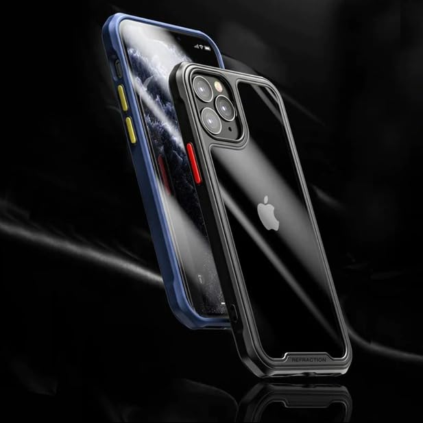 Image of MILLION CASES Back Cover Case for iPhone 12 Mini Shockproof Protective Durable Shockproof Refraction Fiber Transparent Case for Men & Boys(Blue)