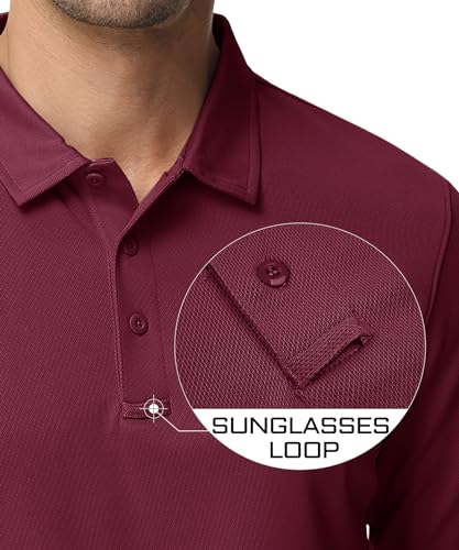 Image of MAGCOMSEN Men's Long Sleeve Golf Polo Shirts Collared Athletic Quick Dry Lightweight Work Shirts