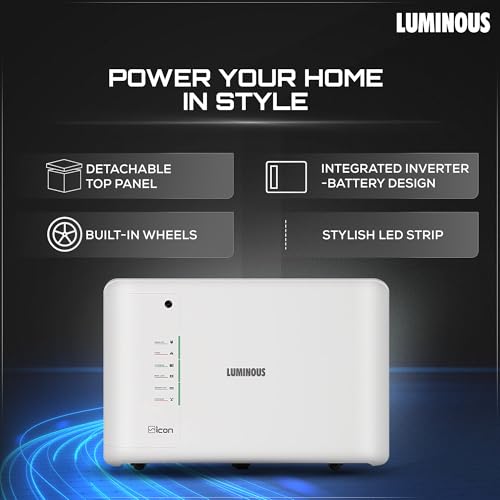Image of Luminous Inverter & Battery Combo for Home, Office & Shops | iCon White 1100 Inverter with AmpBox Gel Battery | Fast Charging, 4hr Backup, Maintenance-Free | Warranty: 36 & 60 Months