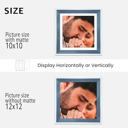 Image of Art Street Luxury Photo Frame for living room, Modern Step Design Photo Frames for Photograph, Art Work, Kids Room Set of 9 (12x12 Inch, Blue)