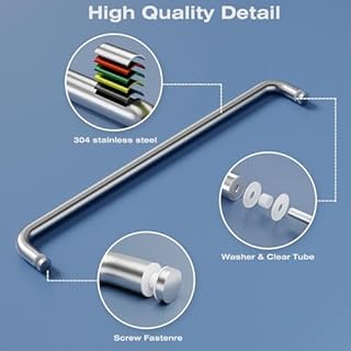 Ranbo Glass Shower Door Towel Bar 24 Inch Stainless Steel Sliding Shower Door Handle Replacement with Brushed Nickel Finish for Commercial and Residential Glass Doors