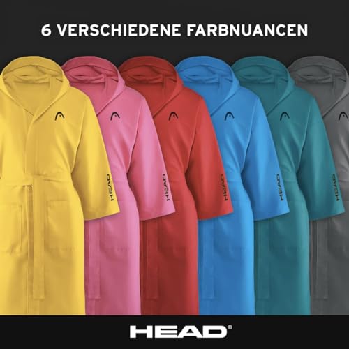 HEAD Active - Bademantel Damen Flauschig und Bademantel Herren Mikrofaser, Kapuze und Taschen Leicht Schnell Trocknend, Morgenmantel Damen/Herren Bademäntel für Damen und Herren Platzsparend Saugfähig