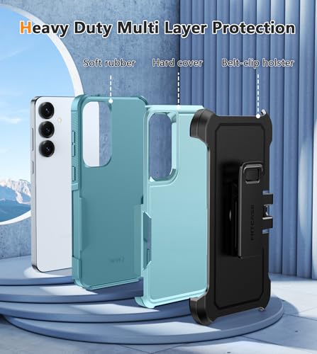 Coque Samsung Galaxy S25 FNTCASE antichoc verte avec béquille