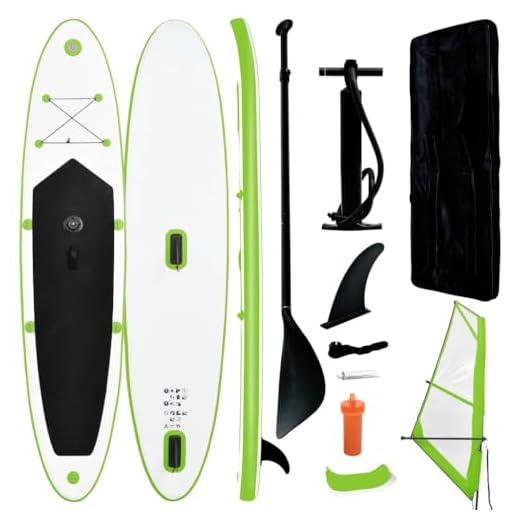 Tabla De Surf De Remo Inflable Con Juego De Vela, Color Verde Y Blanco