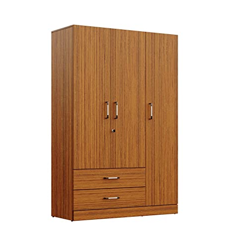 Image of Wakefit Wardrobe | 1 Year Warranty | Engineered Wood Almirah, Cupboard for Clothes Storage | 3 Door, 1 Drawer, 1 Hanging Space | Organza Plus - Natural Teak