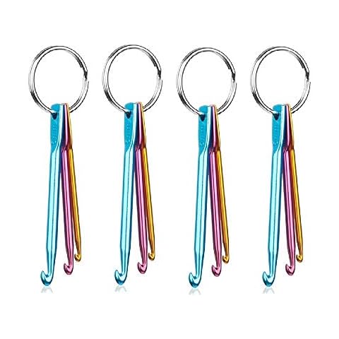 Zuoyou 4 Sets Mini Keychain Aluminum Crochet Hooks Knitting Needles 3 Sizes/Set (3mm,4mm,5mm) Cover