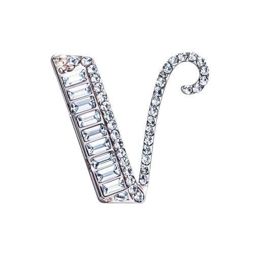 Image of Letter Brooch Pins Initial Rhinestone Brooch for Women Crafts, Silver Plated Metal A-Z 26 Letters Rhinestone Crystal Lapel Pin Brooches