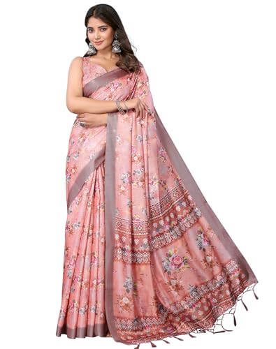 Priyashi Women's Art Silk Cotton Blend Printed Bollywood Saree Wi...
