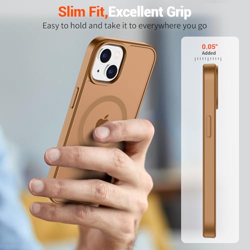 Image of SUPFINE Magnetic for iPhone 15 Case (Compatible with MagSafe) (Military Grade Drop Protection) Translucent Matte Shockproof with Anti-Fingerprint Phone Case,Brown
