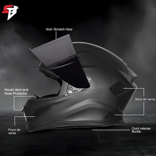Image of Steelbird SBH-25 Rudra ISI Certified Full Face Helmet for Men and Women with Skull Cap