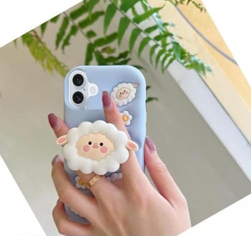 Image of Dezet Back Cover Compatible with iPhone 16 Plus Soft Silicone 3D Cute Cartoon Cover, Aesthetic Full Protective Case Cover Girls & Women (Blue)