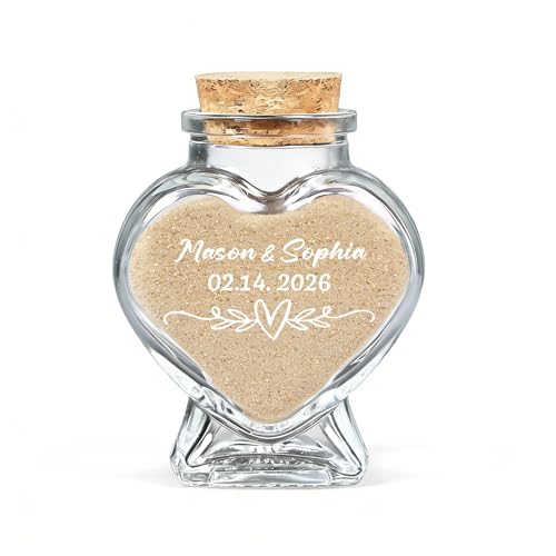 Personalized Honeymoon Sand Keepsake Jar 2026 - Custom Photo & Text Memory Bottle - Unique Bride Shower Gifts, Wedding & Engagement Keepsake for Newlyweds, Couples