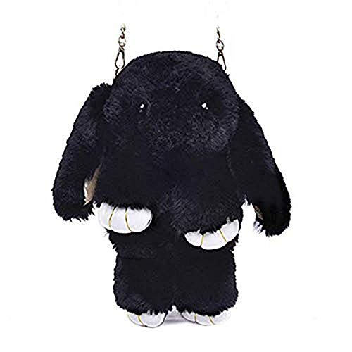 Faux Rabbit Fur womens Crossbody Handbag Shoulder Bag (C Black)2