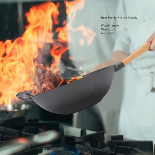 Tnfeeon Wok Pan, Vorgewürzter Gusseisen -Pfanne Pfanne, Flacher Bodendesign für Gasinduktionskoch, 11,8 Zoll Durchmesser, für Familienmahlzeiten und Küche Im Freien 4 Tnfeeon Wok Pan, Vorgewürzter Gusseisen -Pfanne Pfanne, Flacher Bodendesign für Gasinduktionskoch, 11,8 Zoll Durchmesser, für Familienmahlzeiten und Küche Im Freien
