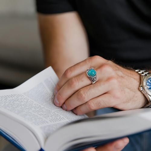 925 Sterling Silver Real Turquoise Dragon Ring for Men Unique Vintage and Genuine Natural Gemstone Rings Jewelry for Him Husband3