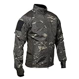 WSPDSD Herren Taktische Jacke Jacke Fleece Camo Military Parka Combat Army Outdoor Jacket Leichte Airsoft Paintball Ausrüstung - CPBK,L