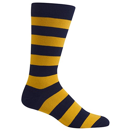 Hot Sox Men's Rugby Stripe Casual or Dress Crew Socks Sockshosiery