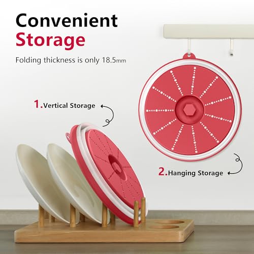 Image of ML-MC-RD Microwave Splatter Cover & Mat, Vented Collapsible Splatter Guard dish Plate lid & Silicone Round Kitchen Mat for Food, Meal Prep